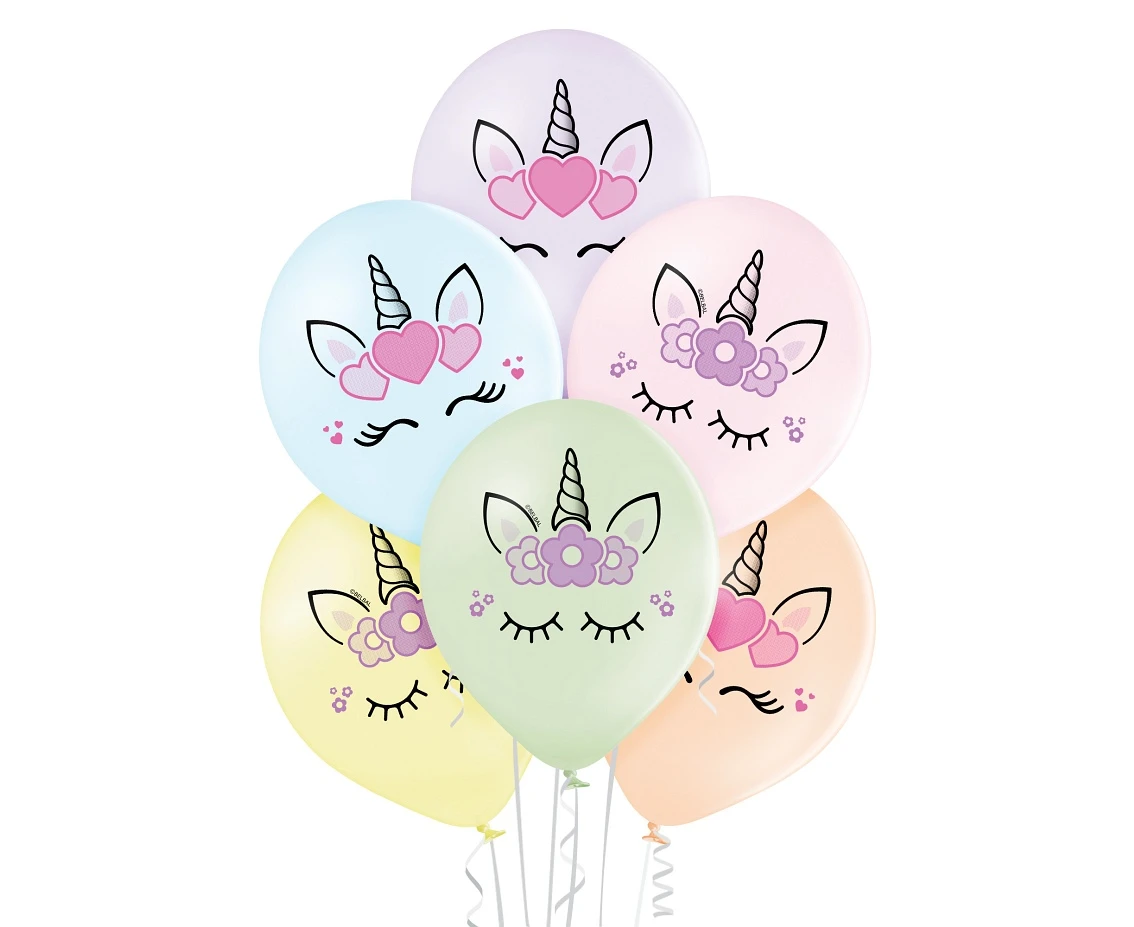 Balloons Belbal 12", D11, pastel mix unicorn, 6pcs